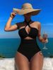 Women's Clothing Solid Color Halter Neck Sexy Hollow Swimsuit_ecoleips.com