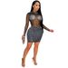 Sheer Mesh Long Sleeve Bodycon Dress – Rhinestone Embellished Clubwear For Women (S-XXL, Black/Nude, Sexy Night Out & Party Dress)_ecoleips.com