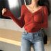 girl Sexy Cross V-Neck Slim Knit 2024 New Korean Style Long Sleeve Top Autumn Winter Pullover Base Sweater For Women_ecoleips.com