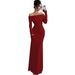 Women's Clothing Spring Women's One-Shoulder Pleated Long Evening Dress Fashionable Elegant Hip Wrap Tight Fit_ecoleips.com