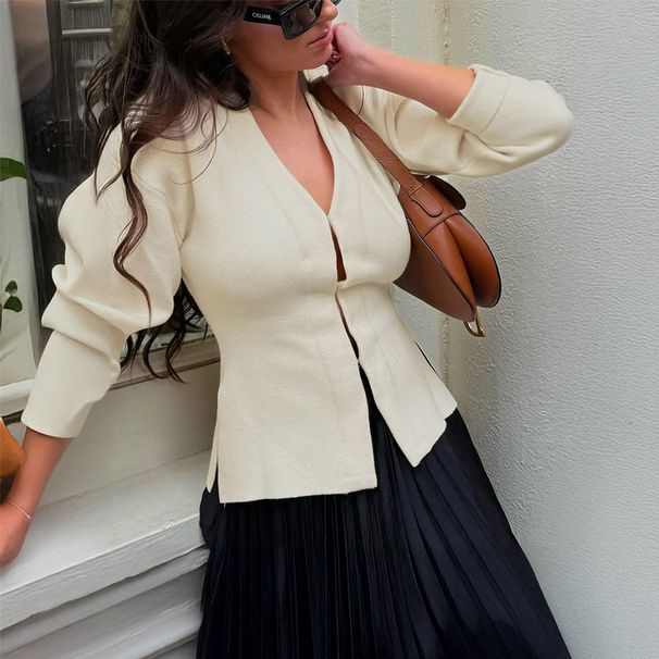 DiYun European And American Fashion Simple Knitted Long-Sleeve Shirt Sweater Women's Clothing 2025_ecoleips.com