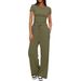 Aria Basics Aria Basics New European American Product: Solid Color Casual Set With Pleated Short-sleeve Top And High-waisted Wide-leg_ecoleips.com