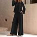 Women's Casual Two Piece Set New Autumn Winter Fashion Solid Color Long Sleeved Trousers_ecoleips.com