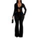 AL311 Women's Sexy Lace Flocked Set See-through Two-piece Nightclub Party_ecoleips.com