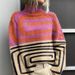 girl Foreign Trade Cross-Border 2025 New Christmas Abstract Print Casual Cape Coat High Neck Sweater_ecoleips.com