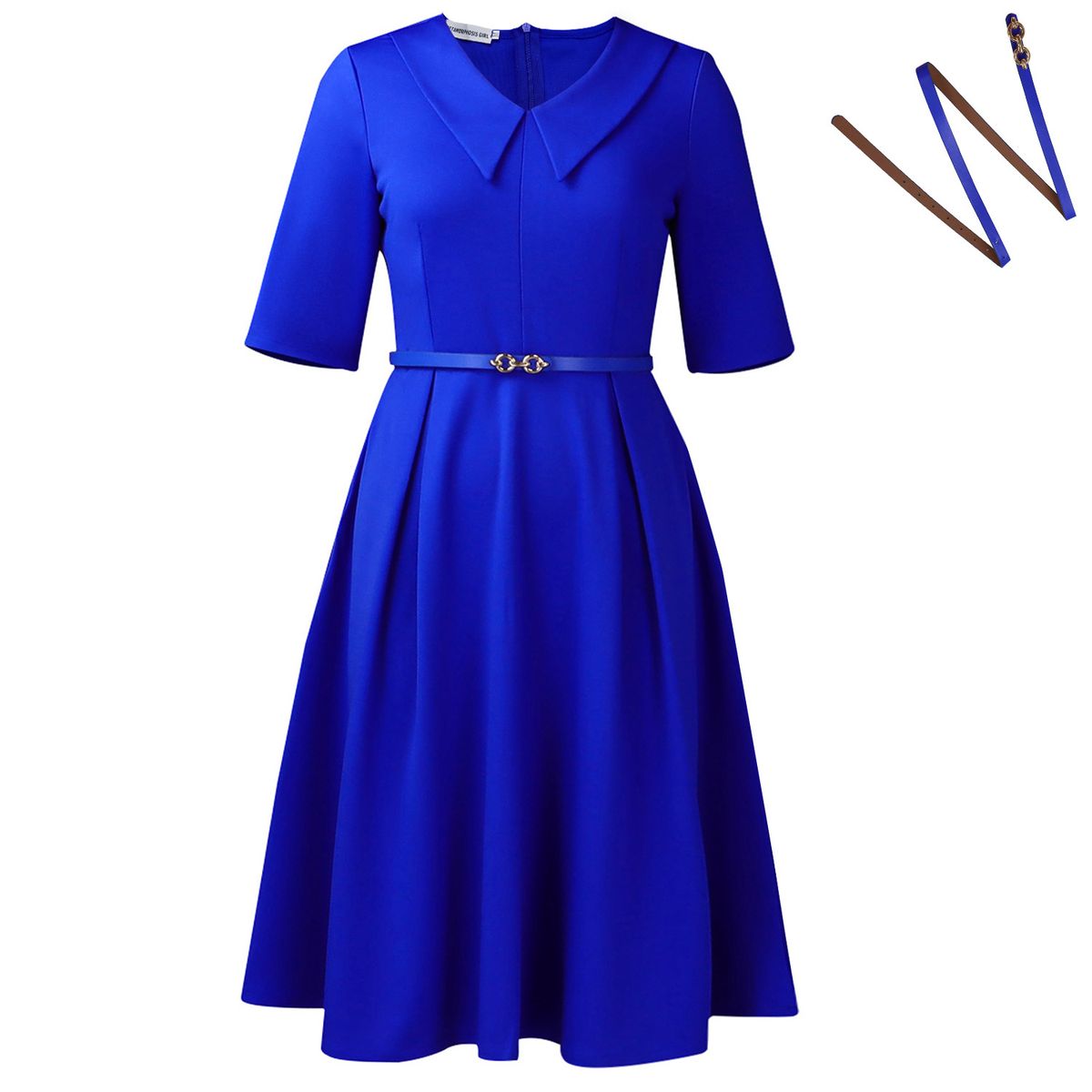 Plus Size Women's Elegant Solid Color Lapel Dress American Style Autumn Fashion Thin Casual_ecoleips.com