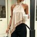 Satin Halter Neck Sleeveless Top for Women Lace Trim Irregular Hem Trendy Streetwear Style for Spring/Summer_ecoleips.com