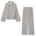 Elegant Winter Pant Set With Long Sleeved Top And Wide Leg Pants Full-Length Polyester Outfit For Spring/Autumn_ecoleips.com