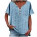 2026 Spring/Summer Women's Cotton/Linen Casual Fashionable, Versatile, Loose-Fitting Short-Sleeved Top With Buttons_ecoleips.com