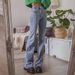 Women's Clothing New Retro Mid Waist Back Five Point Contrast Trousers Casual Denim Bootcut Pants_ecoleips.com