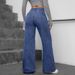 Women High Waist Wide Leg Jeans, Floral Rhinestone Embellished Loose Denim Trousers For Daily Streetwear_ecoleips.com