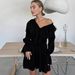 V-Neck Women 2025 Spring Summer New Flared Sleeve European And American Style Short Chiffon Dress_ecoleips.com