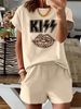 Women’s 2 Piece Outfit Set – Oversized Graphic T-Shirt And Biker Shorts Matching Set, Casual Summer Lounge Tracksuit For Daily Wear-314_ecoleips.com