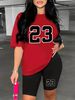 Summer Women's Casual Fashion 23 Letter Graphic Print Loose T-shirt Shorts Two-piece Set Sportswear Suitable For Daily Wear-144_ecoleips.com