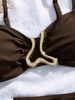 Women's Clothing Women Sexy Fashion Simple Solid Color Irregular Gold Bikini Decoration Three-Piece Swimwear Set_ecoleips.com
