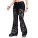 Gothic Style Plus Size Flare Jeans For Women - Skull Print Denim Trousers With Medium Wash_ecoleips.com