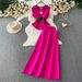 Elegant Sleeveless Vest & Maxi Dress Two-Piece Set, Wrap-Waist Design For Office To Date Night, Chic V-Neck Jumper And Long Skirt Coordinated Outfit_ecoleips.com
