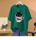 plus Size Women's Short Sleeve T-Shirt Cute Cartoon Print Flowy Loose Fit Tummy Control Casual Top for Curvy Figures_ecoleips.com