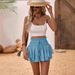 2025 European American Independent Brand Resort-style High-waisted Pleated Skirt-pants With A Fresh, Ruffled Design,_ecoleips.com