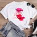 Cross-border Plus-size Harajuku-style Printed Loose Colorful Lip Print Short-sleeve Women's T-shirt_ecoleips.com