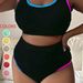 plus Size Sexy Swimsuit Color Block Tie Dye European American Export Style Bikini Set for Women Wire Free Chest Pad Included_ecoleips.com