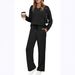 Women's Commuter Suit Long Sleeved Drawstring Solid Color Casual Pants Set Spring Autumn Bestseller_ecoleips.com