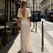 French Style Puff Sleeve Maxi Dress With Back Cutout Shirred Design Elegant Evening Party Formal Long Dress_ecoleips.com
