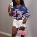 Women's Clothing Women's Casual Loose Fit Printed Short Sleeve T-Shirt - Breathable & Stylish V-Neck Tee For Streetwear & Summer Outfits (Blue, S/M/L)_ecoleips.com