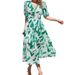 Women's Clothing Spring And Summer Hot Style V Neck Printed Waist Dress Fashion_ecoleips.com