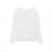 White Long-Sleeve Base Shirt T-Shirt For Women, Spring/Autumn 2026, V-Neck Design, Loose, Slimming, Versatile Thin Top_ecoleips.com