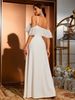 Elegant White Strapless Satin Gown With High Slit FloorLength Formal Dress With Sweetheart Neckline & Train For Weddings, Banquets (Chiffon-Lined)_ecoleips.com