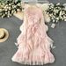 Women's French Holiday Style Cape Cardigan Coat Spring Design Ruffles Slim Fit Long Trumpet Sleeve Chiffon Shirt_ecoleips.com
