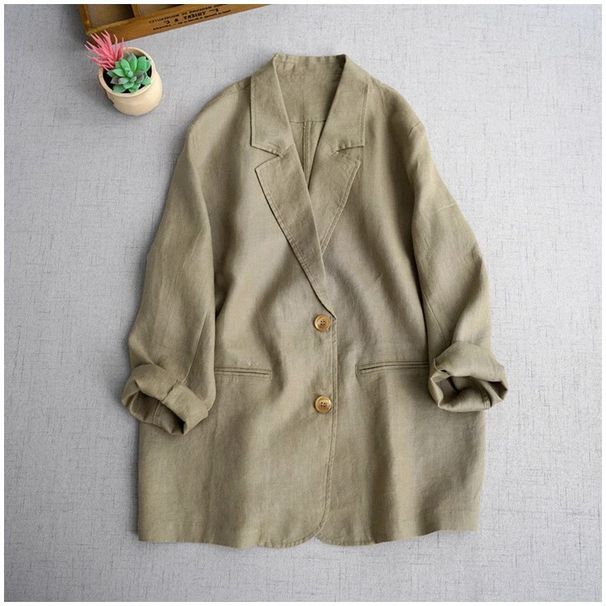 Italian High-End Minimalist Cotton Linen Long Sleeved Jacket For Women's Spring And Autumn Fashion, Age Reducing Casual_ecoleips.com