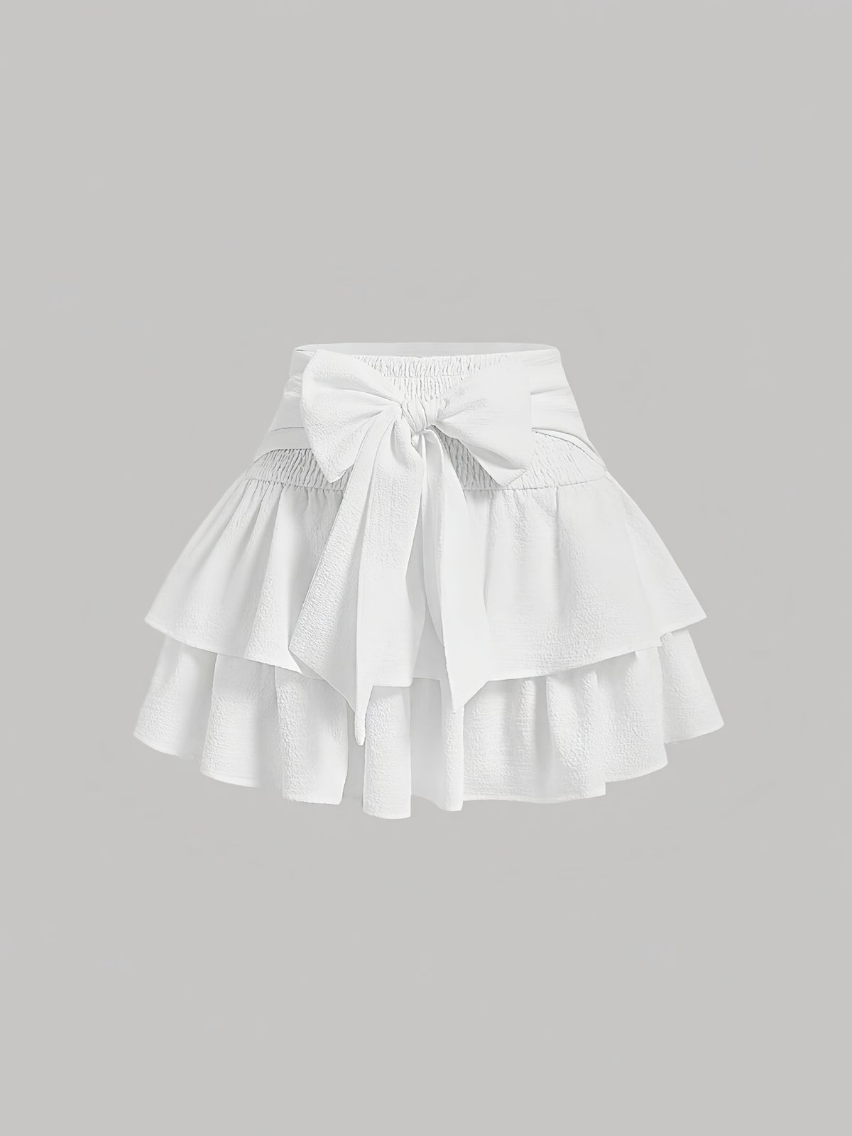 White Collar Bow Multi-Layer Cake Hem Short Skirt Versatile Half Skirt European And American Style Summer Women's Clothing_ecoleips.com