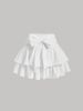 White Collar Bow Multi-Layer Cake Hem Short Skirt Versatile Half Skirt European And American Style Summer Women's Clothing_ecoleips.com