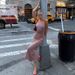 Summer Sexy Fashion Women's Long Dress Style Color Blocking Low Neck Slim Waist Suspender Dress_ecoleips.com