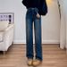 Women's Slim Fit Loose Jeans 2025 High Waist New Slimming Straight Casual Wide Leg Pants_ecoleips.com