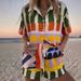 Summer Vacation Style Women's Clothing Set Printed Collared Short Sleeve Shirt And Shorts_ecoleips.com