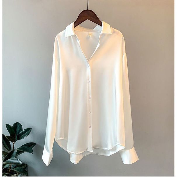 Long-sleeved Satin Shirt Women's Design Sense Niche 2026 Spring And Summer Sun Protection Versatile Drape Sense Retro Hong Kong Style Shirt Top_ecoleips.com