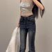 Women's Clothing Women's Spicy American Retro Distressed Starry Sky Flared Jeans Patchwork Design Trendy Cool Flared Pants_ecoleips.com