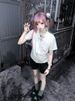 Subculture Summer Loose Short Sleeve T-Shirts Female Fashion Casual Zipper New White Tees Women High Street Y2k Print Outfits_ecoleips.com