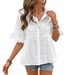 Women's Clothing Summer Lace Sleeve Loose Fitting Shirt Casual Style Top Hollowed Out_ecoleips.com