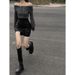Black Design Sense For Women, Spring And Autumn New High Waist Petite Irregular Bodycon PU Leather Skirt_ecoleips.com
