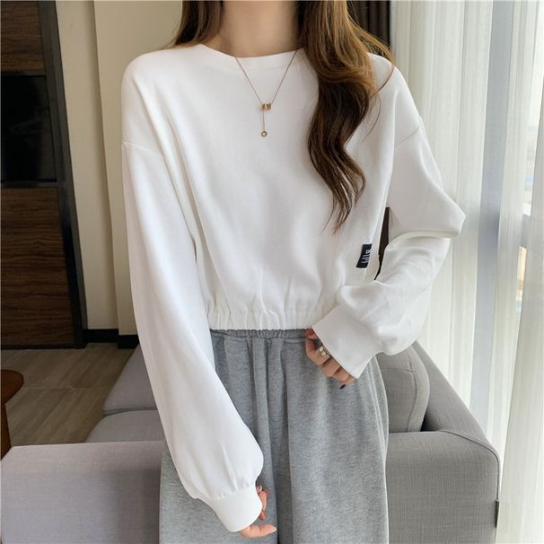 Women's Short Sweatshirt Autumn, Korean Loose And Thin, High-waisted, Cropped, Versatile Top, Trendy Ins Style,_ecoleips.com