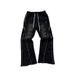 Women's Clothing High Street Zipper Decoration Distressed Sports Pants Men And Women Harajuku Hip Hop Straight Loose Sweatpants Casual Pants_ecoleips.com