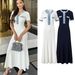 Women's Clothing Summer SD New High End Short Sleeved Waist Mid Length Skirt Half Open Collar Dress_ecoleips.com