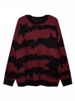 Vintage Americana Striped Star Jacquard Sweater Unisex Oversized Loose Knit Top Casual Pullover_ecoleips.com