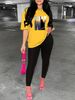 Women's Casual Loose Fashion New York NY Pattern Print Loose T-shirt+cropped Pants Two-piece Home Sportswear Daily Wear-422_ecoleips.com