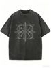 Women's Loose Fit Crew Neck T-Shirt, Vintage Wash Casual Top For Everyday Styling_ecoleips.com