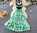 Retro Style Women's Halter Neck Dress Printed Backless Summer Sleeveless High Waist Slimming A-Line Skirt Tie Waist Elegant_ecoleips.com